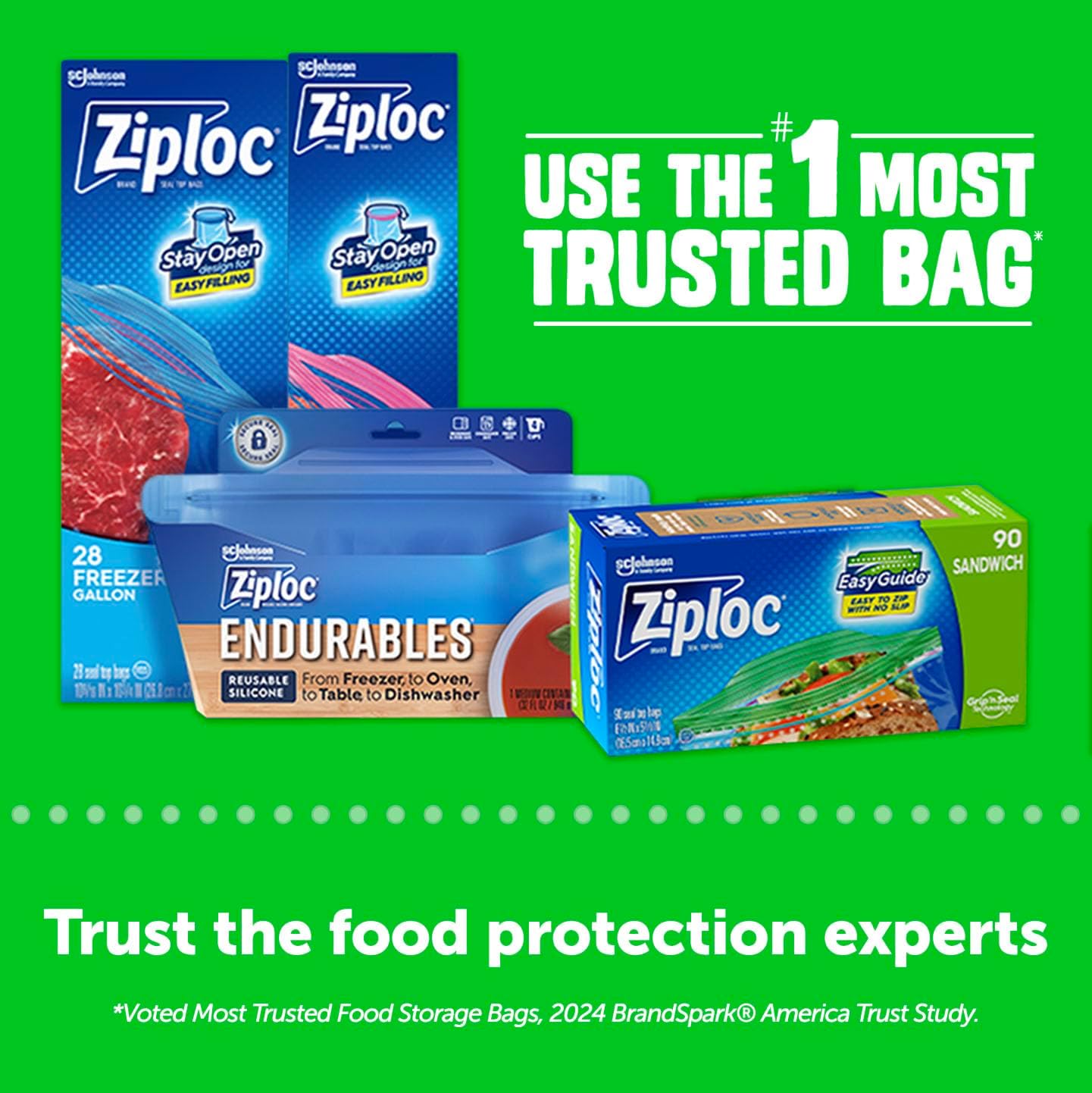 Ziploc Sandwich and Snack Bags with EasyGuide Texture, Plastic Storage Bags with Grip 'n Seal Technology, 90 Bags Total - Image 6