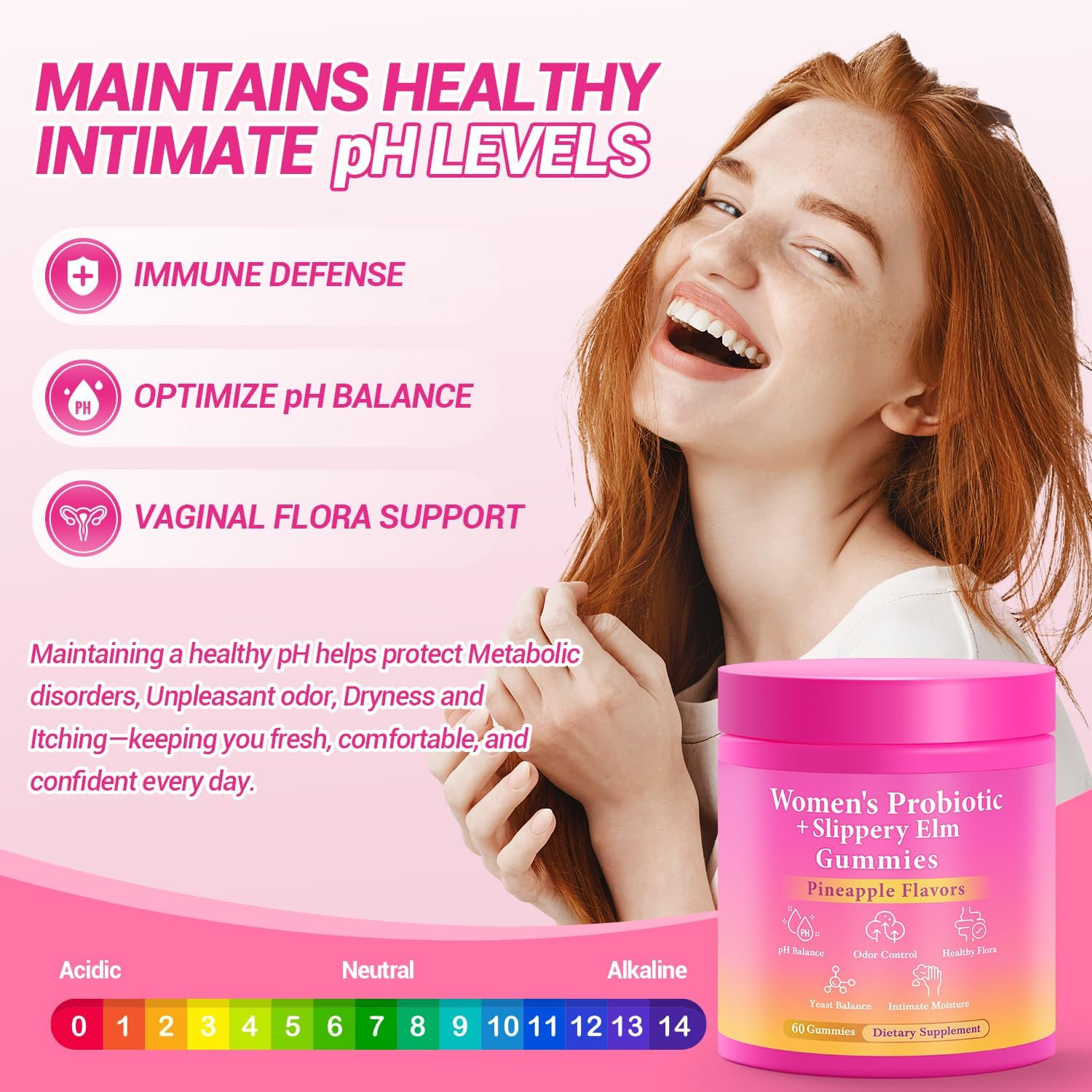 BURMINY Her Juicy Feminine Probiotics Gummies, Premium Feminine Balance Probiotics with Slippery Elm for Women's pH Balance and Freshness – Support Daily Wellness & Comfort 60 Pineapple Gummies - Image 8