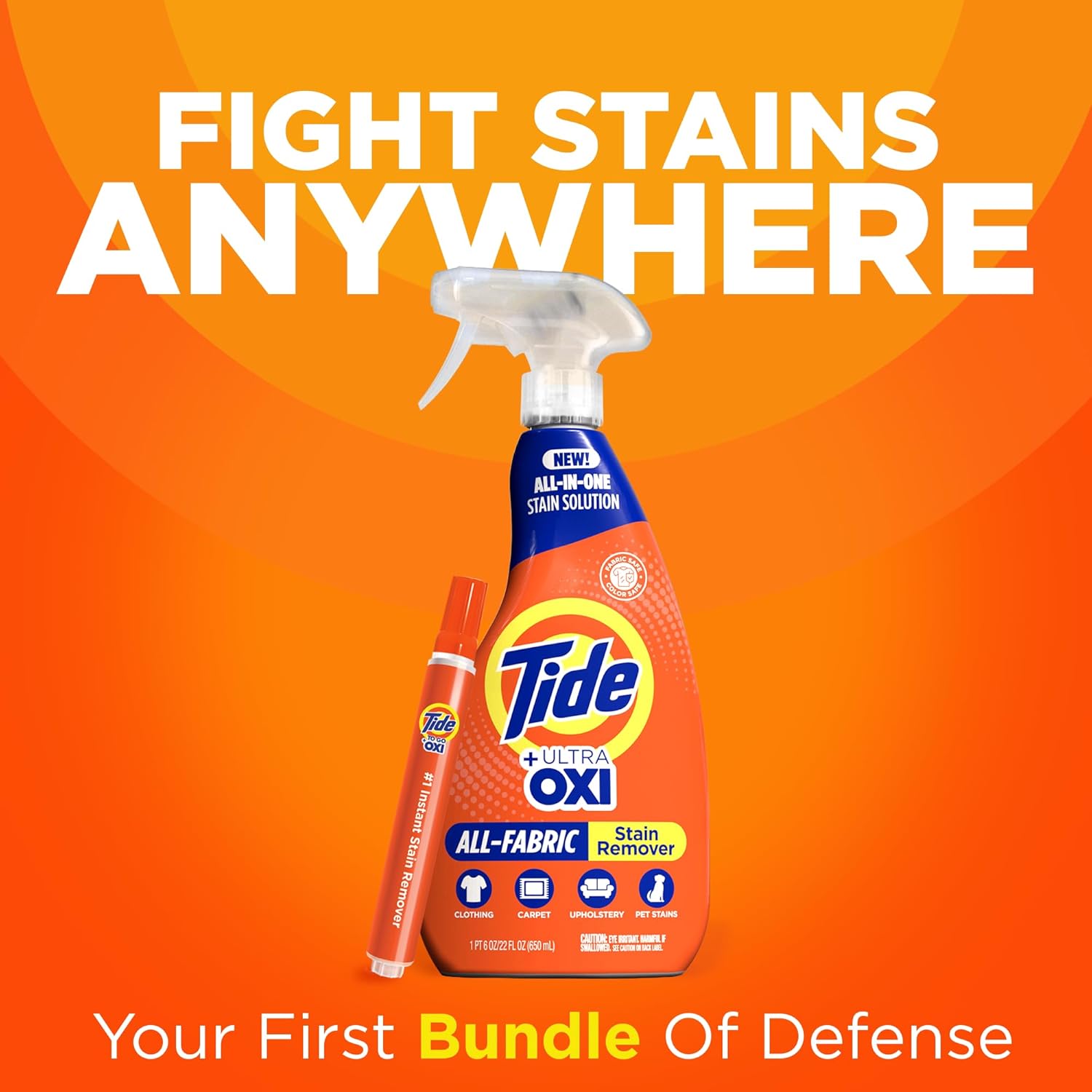 MADE BY NEHEMIAH Tide Rescue Laundry Stain Remover Spray with Oxi + Travel Size Tide To Go Pen, Spot Remover for Clothes, Fabric, Upholstery, Carpet, Grease & More Tough Stains- 22 Fl Oz + 1 Stain Pen - Image 3