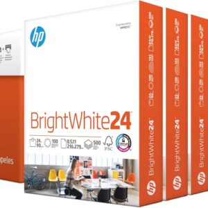 HP Papers | 8.5 x 11 Paper | BrightWhite 24 lb |5 Ream – 2500 Sheets| 100 Bright | Made in USA – FSC Certified | 203000C