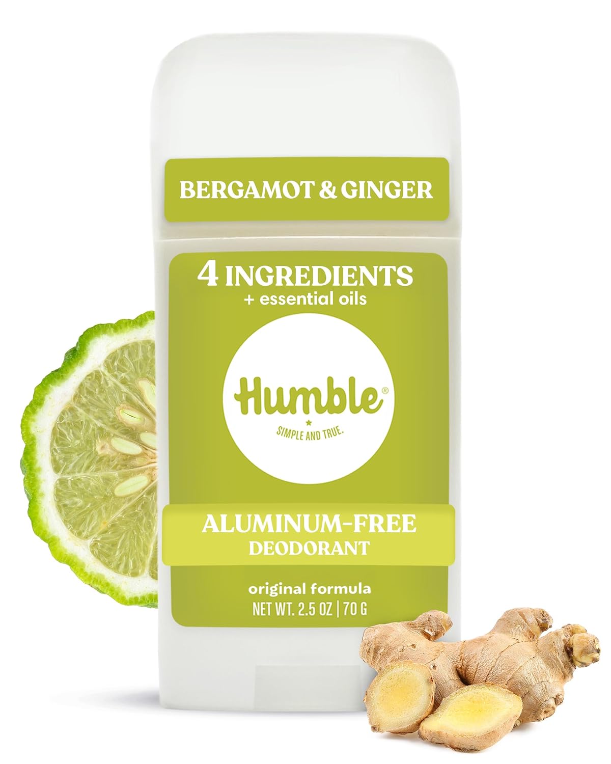 Humble Aluminum-Free Deodorant for Women & Men, Bergamot & Ginger - Clean & Fresh Natural Deodorant Stick with Essential Oils for Long-Lasting Odor Control - 1 Pack - Image 2