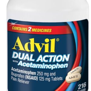 Advil Dual Action Coated Caplets, 125 Mg Ibuprofen and 250 Mg Acetaminophen per Dose (2 Dose Equivalent) for 8 Hour Pain Relief – 216 Count