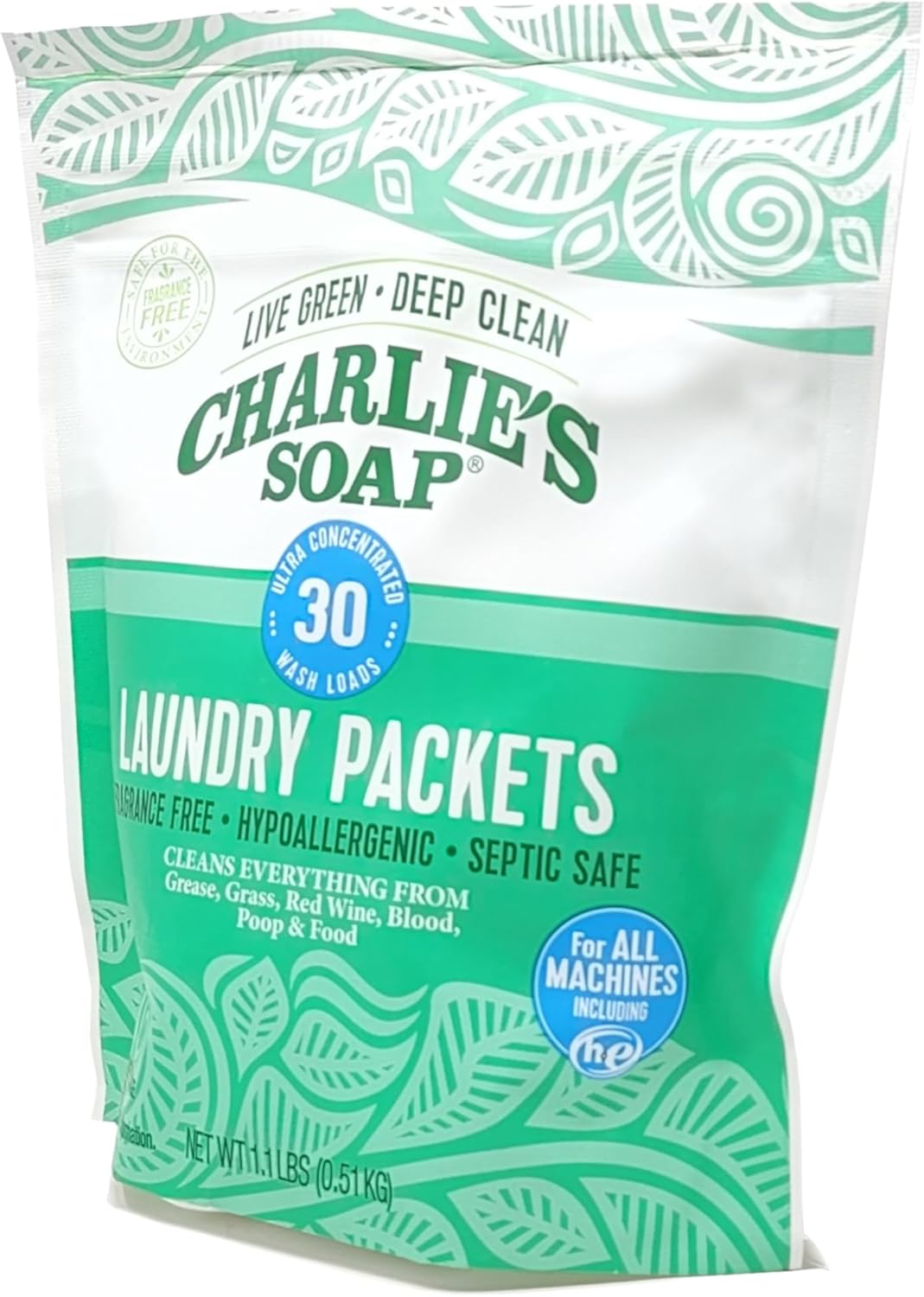Charlie’s Soap – Fragrance Free Powdered Laundry Detergent Packets – 30 Pods (1 Pack)… - Image 6