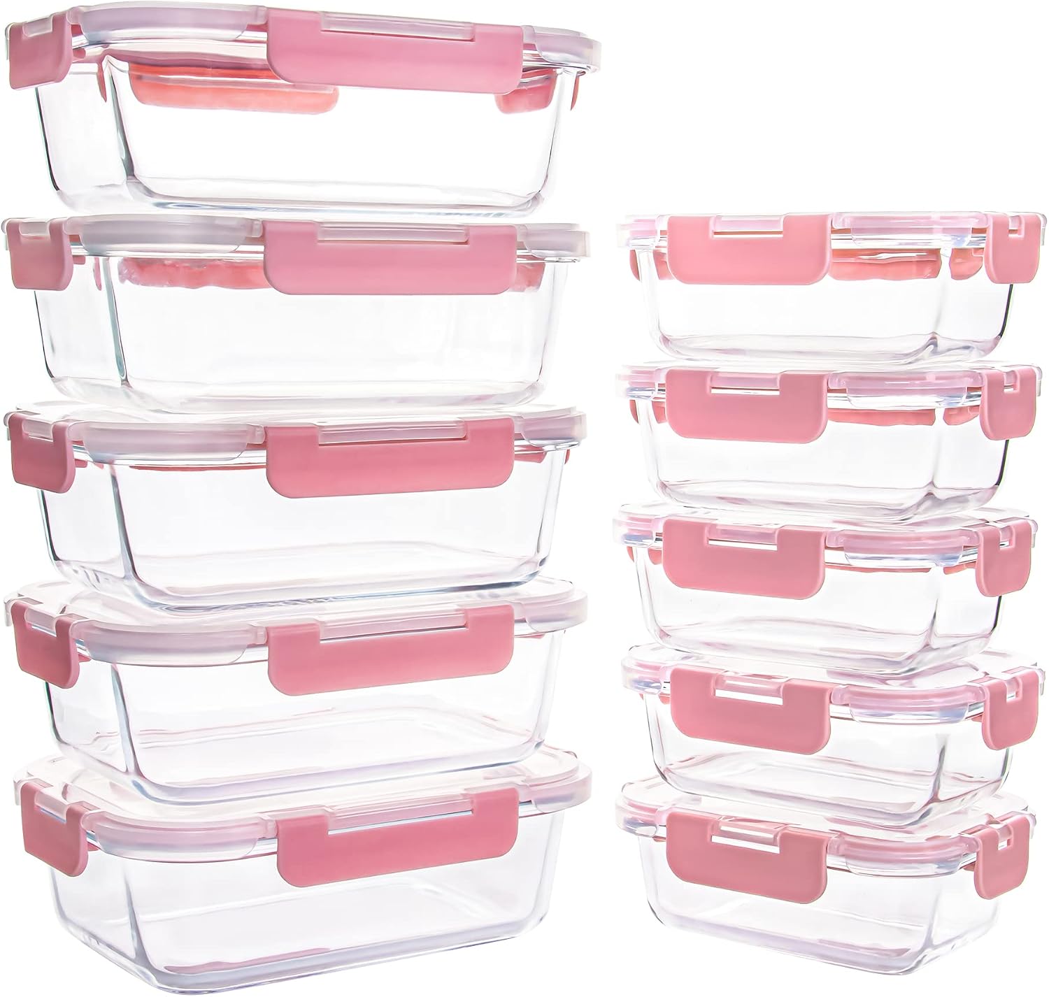 10 Pack Glass Food Storage Containers, Glass Meal Prep Containers with Lids Leak Proof, Microwave & Freezer Safe (34oz & 12oz) - Image 2