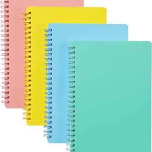 Urneeds Spiral Notebook – 4 Pack Spiral Notebook, 5.6” x 8.25”, 80 Sheets / 160 Pages, with Twin-Wire Binding, College Ruled Notebooks with 4 Colors