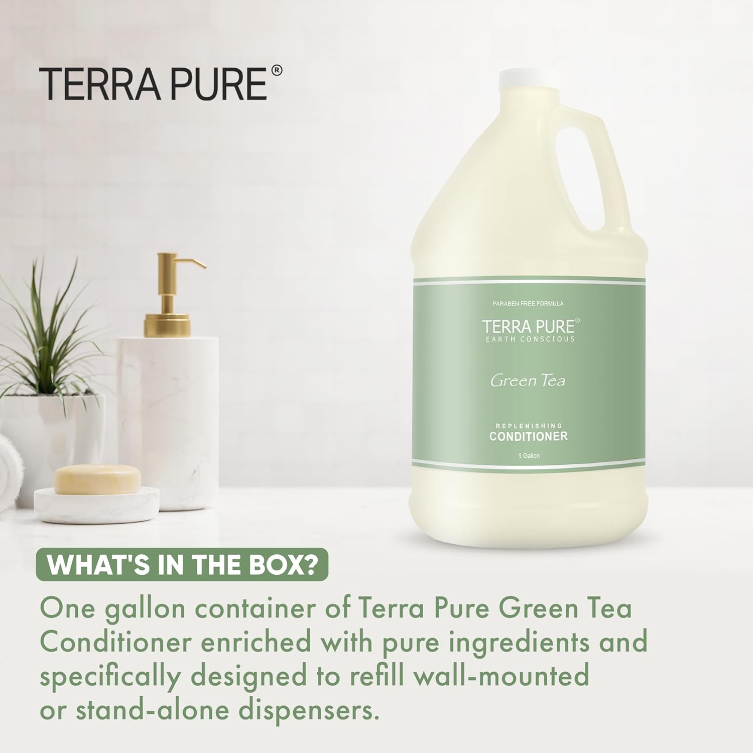 Terra Pure Green Tea Hotel Conditioner | 1 Gallon | for Hospitality & Vacation Rentals to Refill Dispensers | (Single Gallon) - Image 3