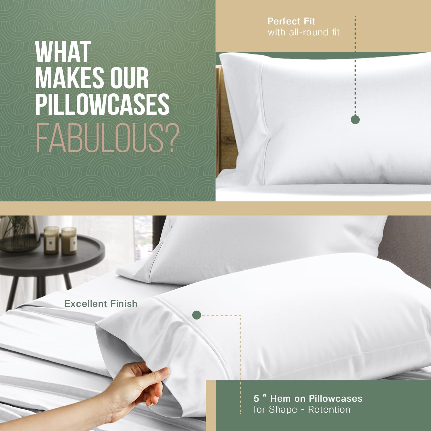 TEXAS LINEN CO. 100% Organic Cotton Pillow Cases King Size Set of 2 - White Organic Cotton Percale Weave Pillowcases King Size, Soft, Cooling, Crisp & Breathable Percale Pillow Covers for Sleeping - Image 7