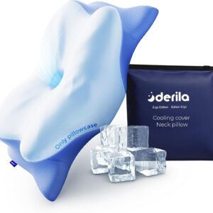 Derila Ergo Pillowcase Cervical Neck Pillow for Sleeping Pillow Case Contour Memory Foam Pillows for Back, Side Sleeper (Pillowcase – 21.25 x 14.17 x 4.72 in) Pillow Case only