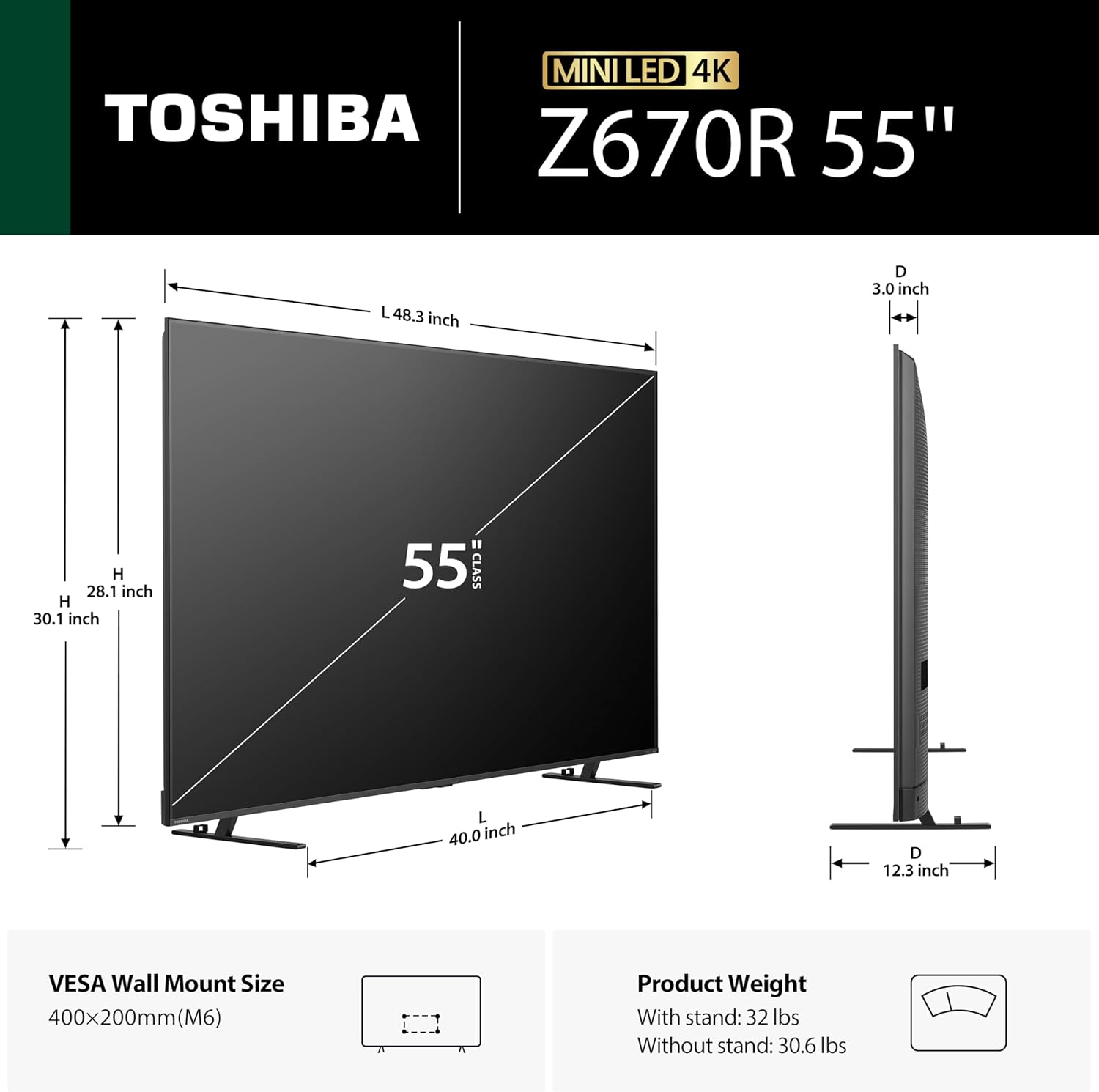 Toshiba 55" Z670R Series Mini-LED 4K UHD Smart Fire TV (55Z670R, 2026 New) - QLED, Native 144Hz, HDR10+, Dolby Vision IQ, REGZA Engine Zri, Dolby Atmos, Game Mode Pro, Alexa Built-in, Japan Quality - Image 3