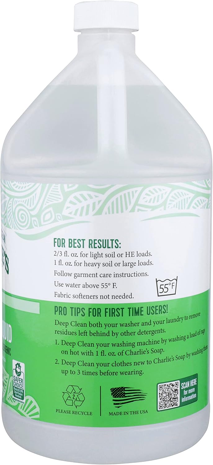 Charlie’s Soap Laundry Liquid (160 Loads, 1 Pack) Natural Deep Cleaning Hypoallergenic Laundry Detergent – Eco-Friendly, Safe and Effective - Image 4