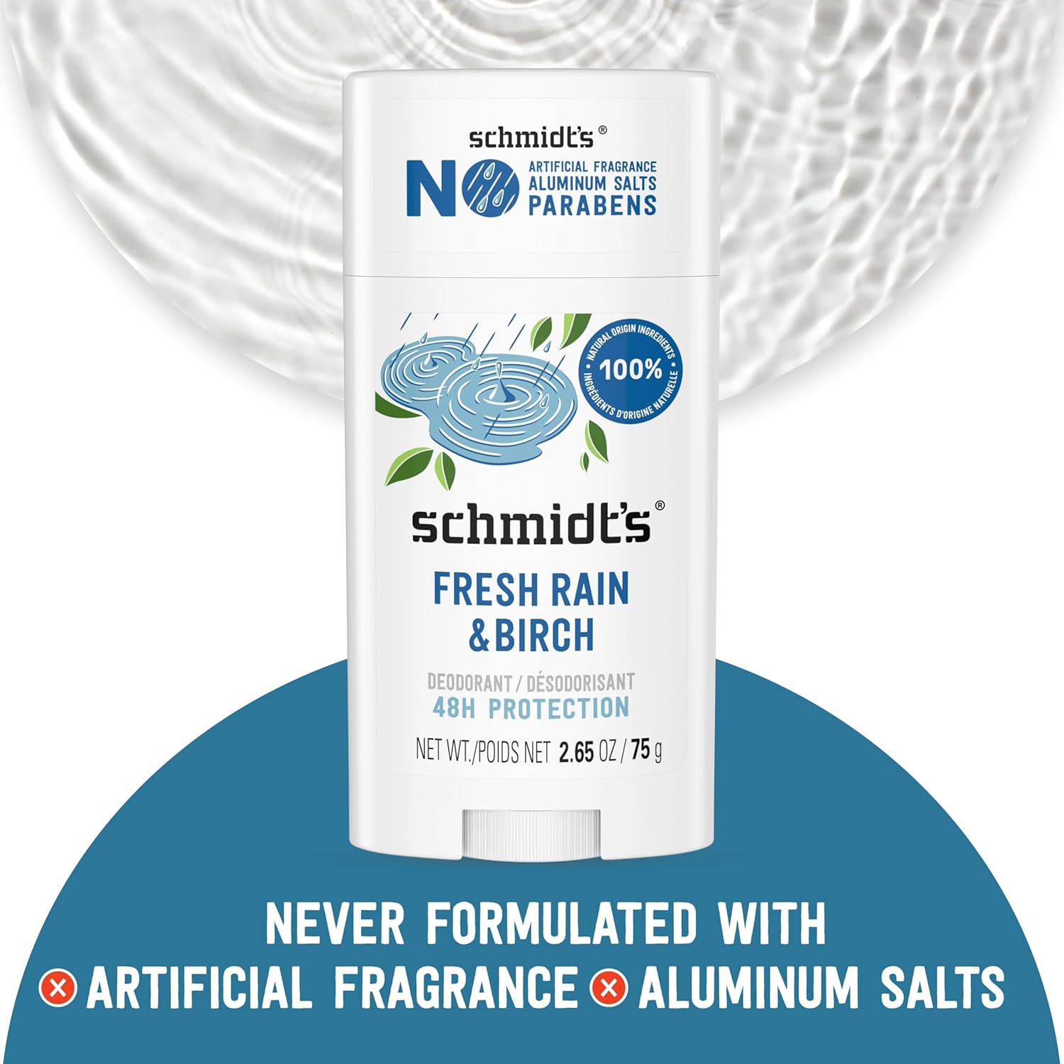 Schmidt's Aluminum-Free Vegan Deodorant Fresh Rain & Birch with 24 Hour Odor Protection, for Women and Men, Natural Ingredients, Cruelty-Free, 2.65 oz - Image 6