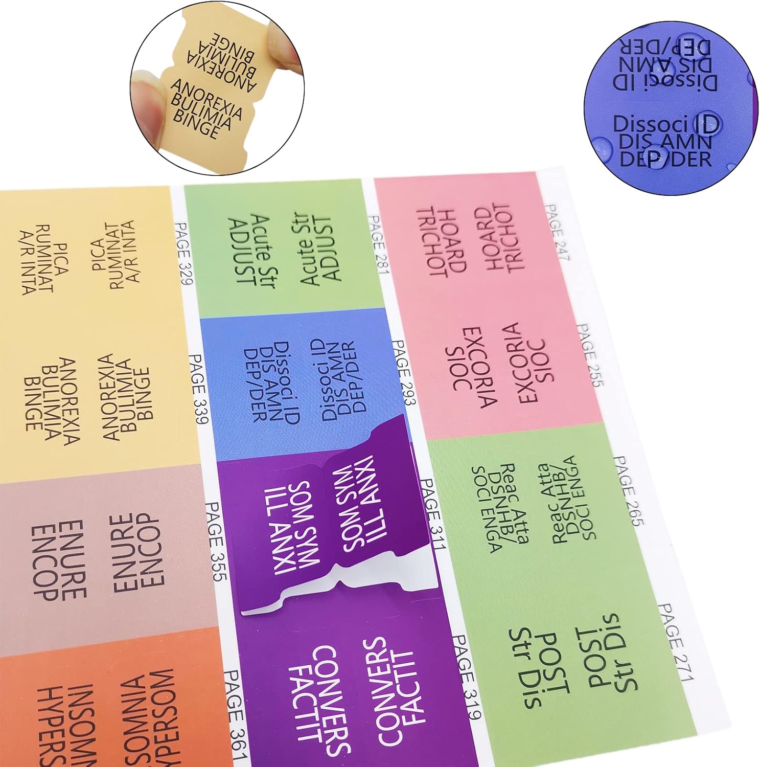 Index Tabs for DSM-5, Color-Coded DSM-5 Tabs, Laminated for Protection, 80 Tab in Total, 11 Blank Tabs, with Alignment Guide and Bookmark, Easy to Apply and Remove - Image 5