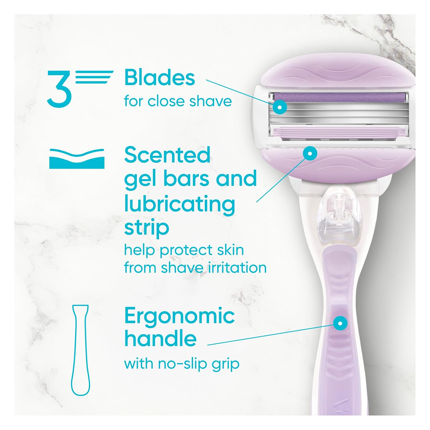 Gillette Venus ComfortGlide Freesia Women's Razor - 1 handle + 2 refills - Image 4