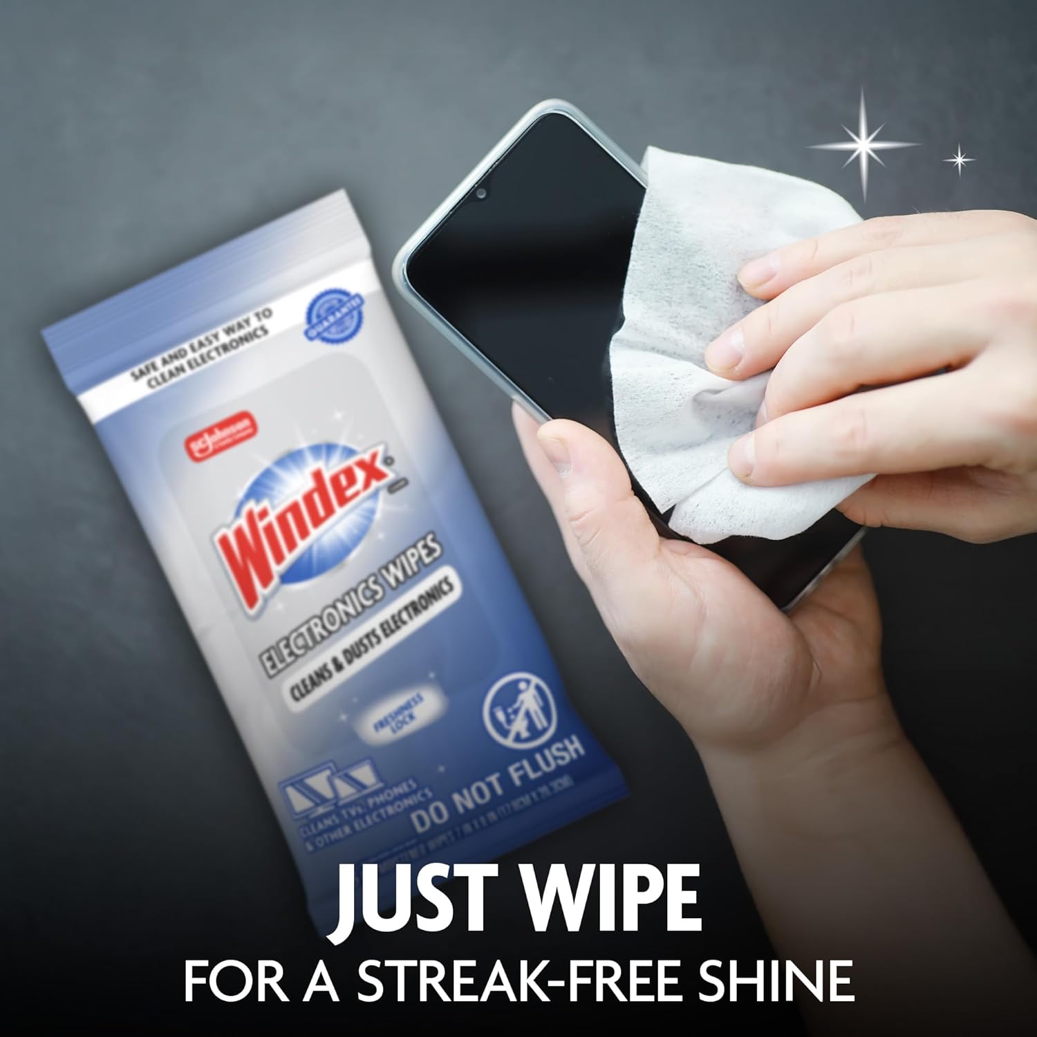 Windex Electronic Cleaning Wipes, Pre-Moistened Screen Wipes for TVs, Phones, and Other Electronics, Resealable for a Freshness Lock, 25 Count - Image 6
