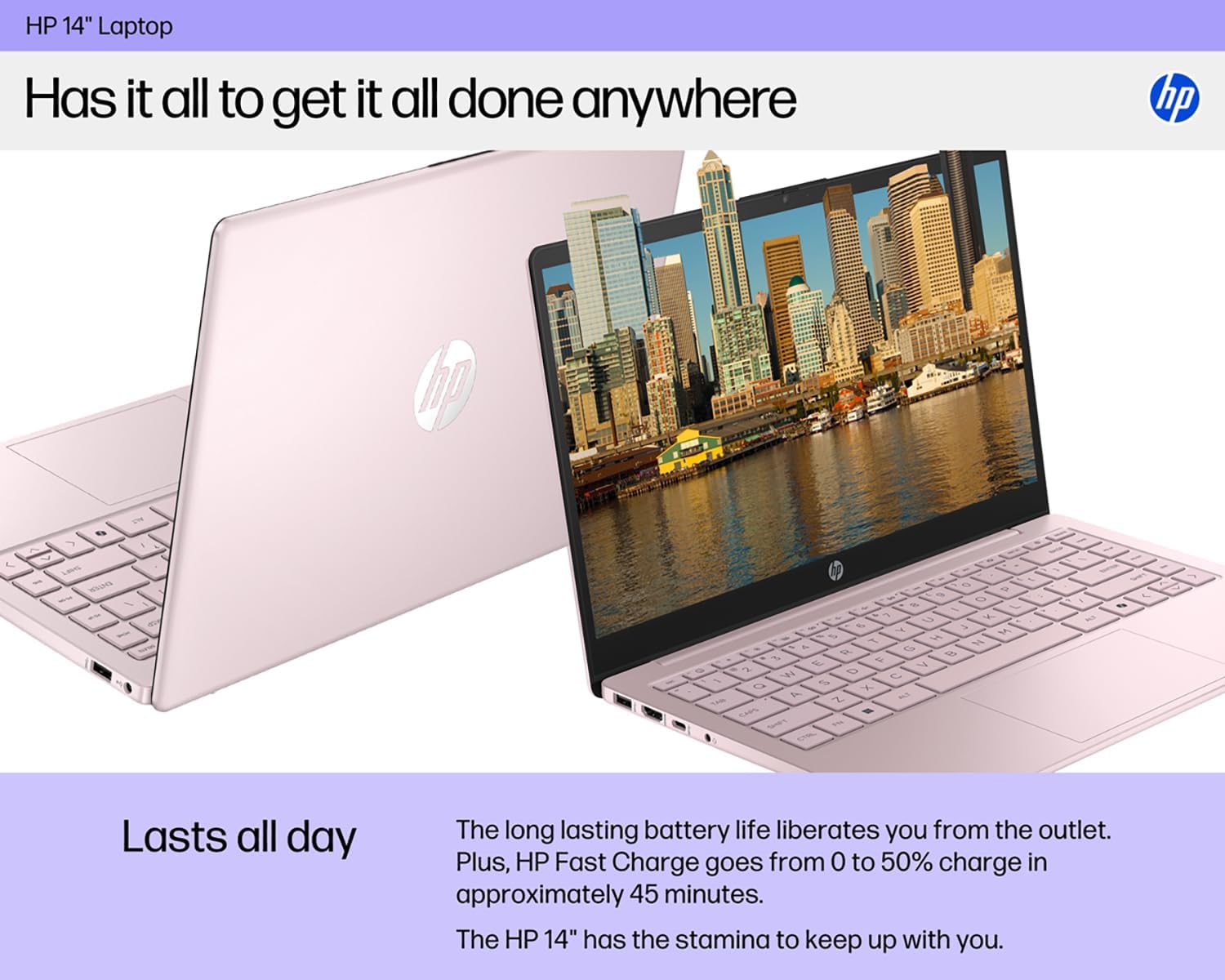 HP Laptop 2026 Edition with Copilot AI, 16GB RAM, 256GB SSD + 128GB UFS, Intel Processor, Long Battery Life, Lightweight, 1 Year Office 365, Windows 11 Home S for Students & Office, Type-C HUB, Pink - Image 4