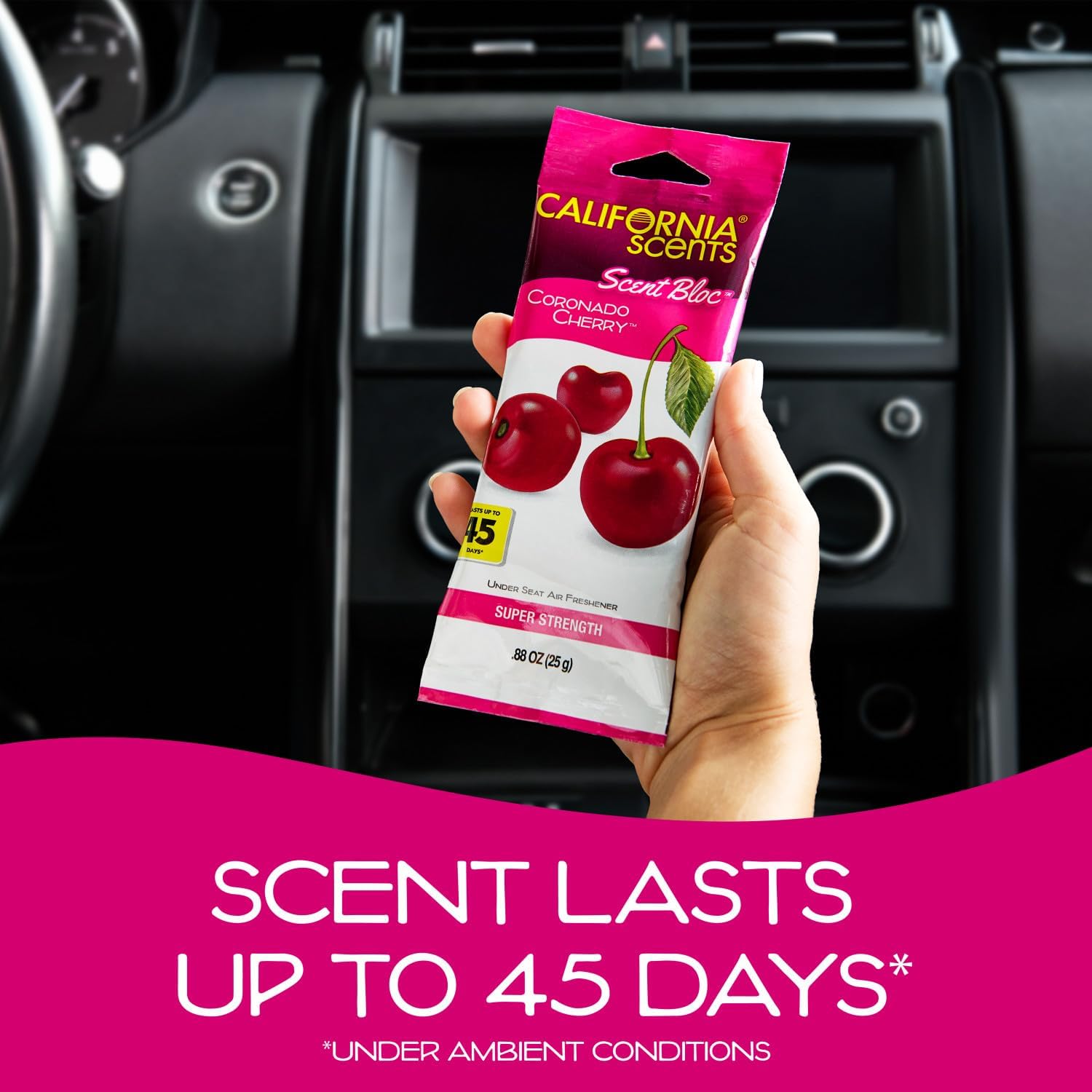 California Scents Power Bloc Car Air Freshener, Coronado Cherry Scent, 6 Pack - Image 3