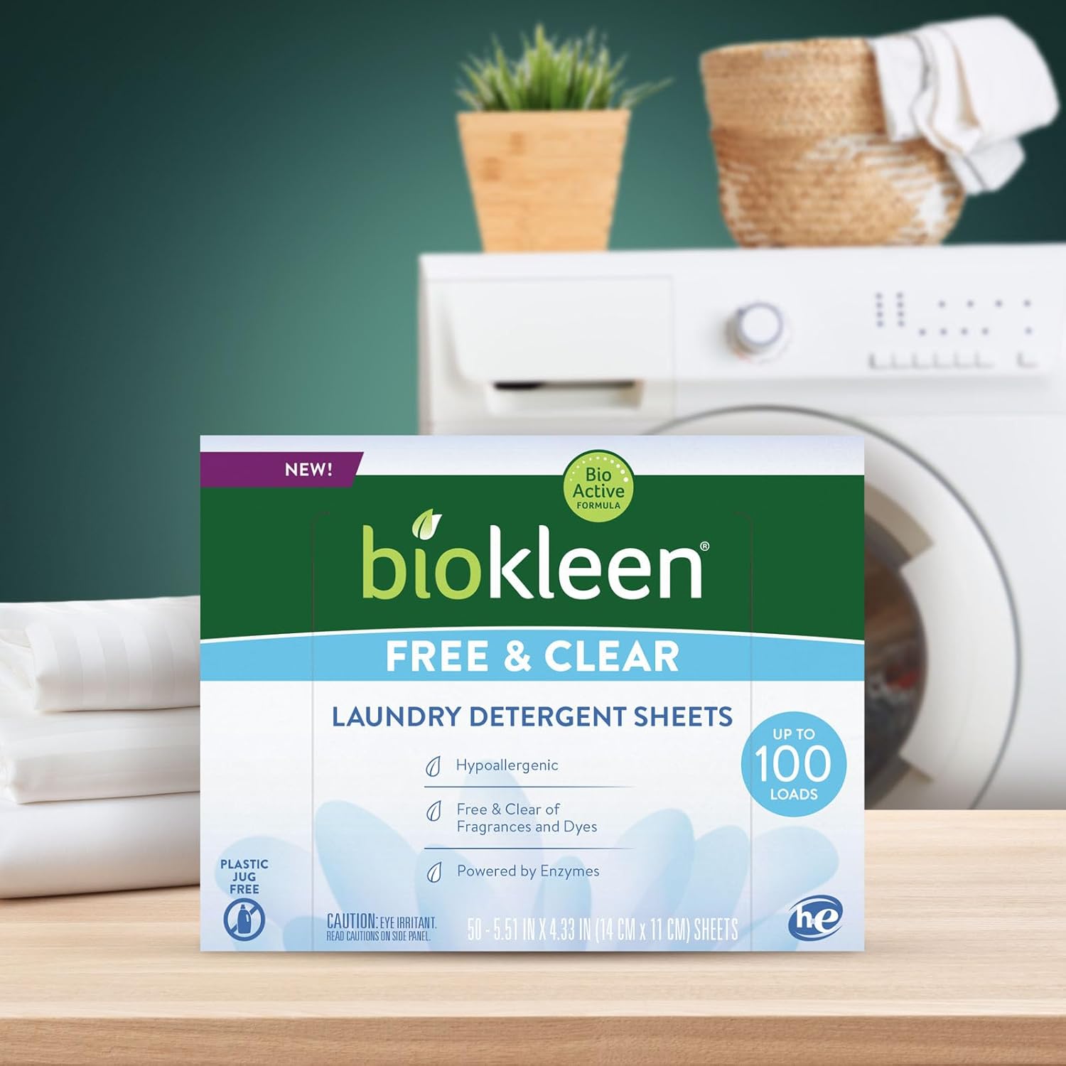 Biokleen Laundry Detergent Sheets (2 PACK) - Free & Clear From Fragrances and Dyes, Hypoallergenic Enzymatic Cleaning - 100 Sheets, 200 Loads - Image 7