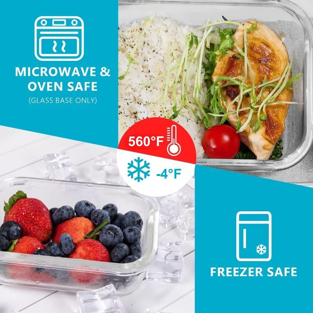 Igluu Meal Prep Glass Containers with Lids (10 Pack) – Airtight & BPA-Free – Oven, Microwave, Freezer & Dishwasher Safe – 12.5oz/35.5oz – Durable Borosilicate Glass - Image 4
