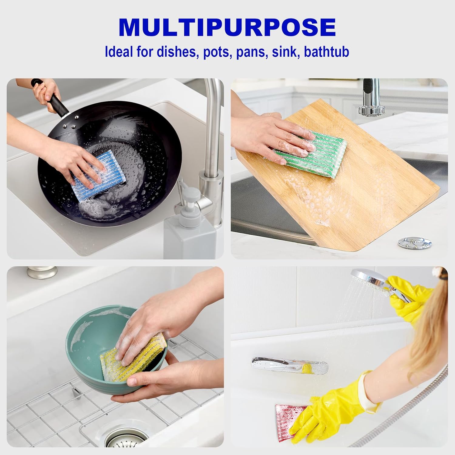 Premium 8-Pad Sponges Kitchen - Upgraded Dish Sponge, Scrubber, Brush, Ideal for Dishes, Pots, Sink - Image 7