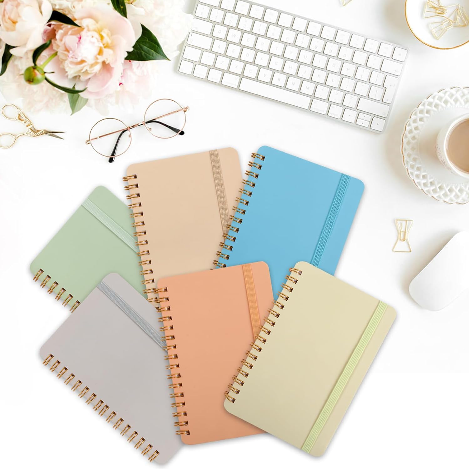 Azureal 6 PCS Small Spiral Notebook 4x6, Notebooks for Note Taking, Colorful Scheme Spiral Journal Notebook, Work Notebook Small Notebooks 4x6 with Strap, Cute Notebooks for Women 50Sheets/Note Books - Image 6