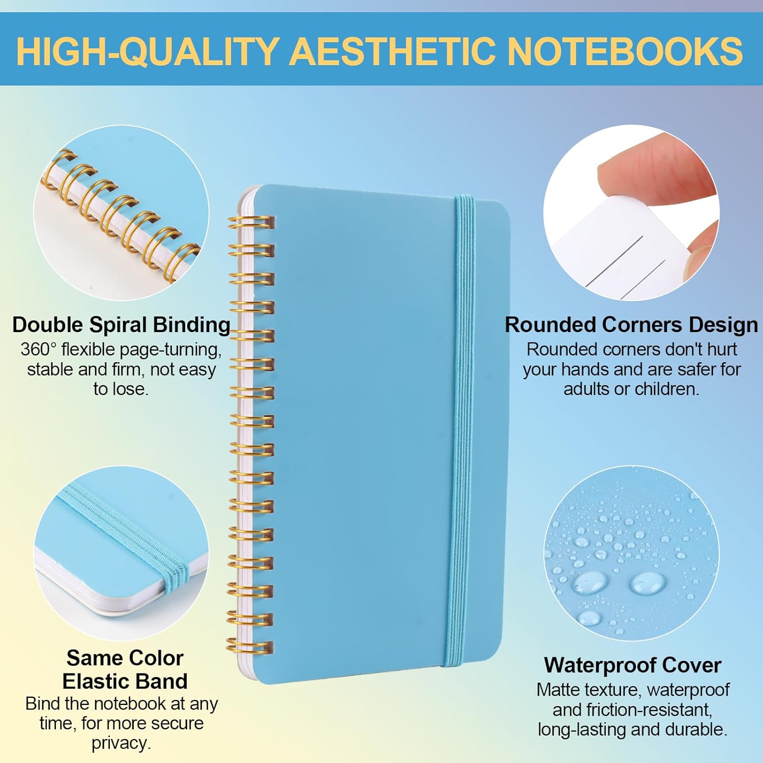 Azureal 6 PCS Small Spiral Notebook 4x6, Notebooks for Note Taking, Colorful Scheme Spiral Journal Notebook, Work Notebook Small Notebooks 4x6 with Strap, Cute Notebooks for Women 50Sheets/Note Books - Image 3