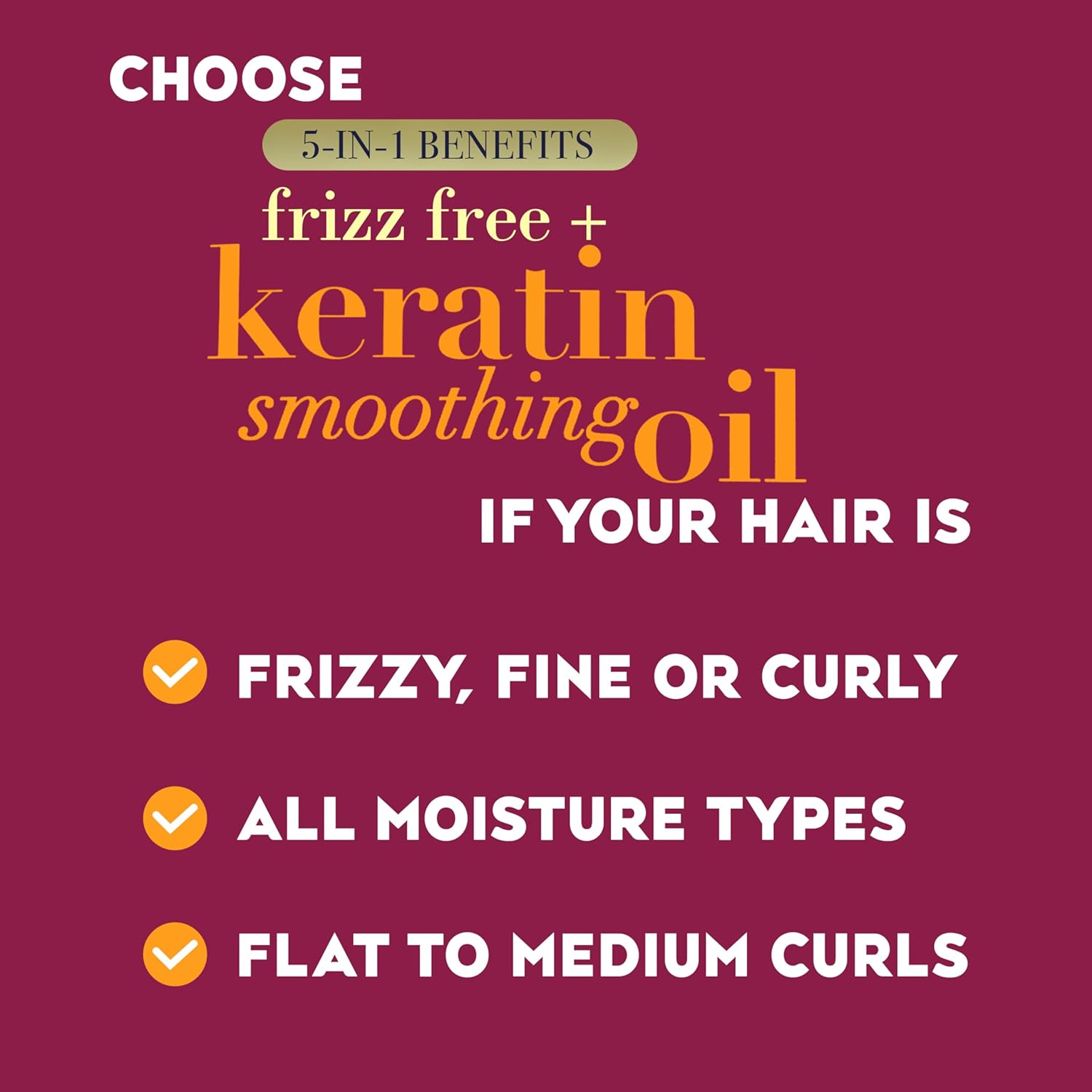 OGX Frizz-Free + Keratin Smoothing Oil Shampoo, 5 in 1, for Frizzy Hair, Shiny Hair, 13 Fl Oz - Image 4