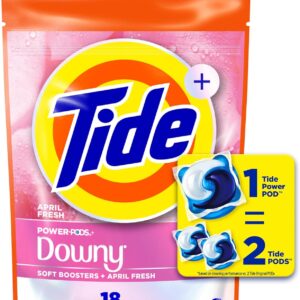 Tide Power PODs + Downy Laundry Detergent Pods, 18 Count, Soft Boosters + April Fresh