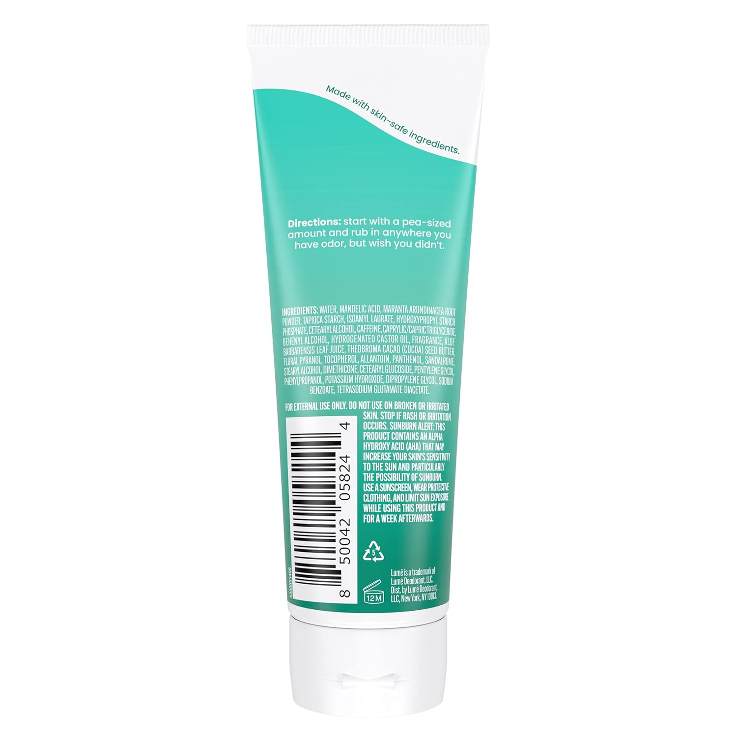 Lume Whole Body Deodorant - Invisible Cream Tube - 72 Hour Odor Control - Aluminum Free, Baking Soda Free, Skin Safe - 3.0 ounce (Minted Cucumber) - Image 3