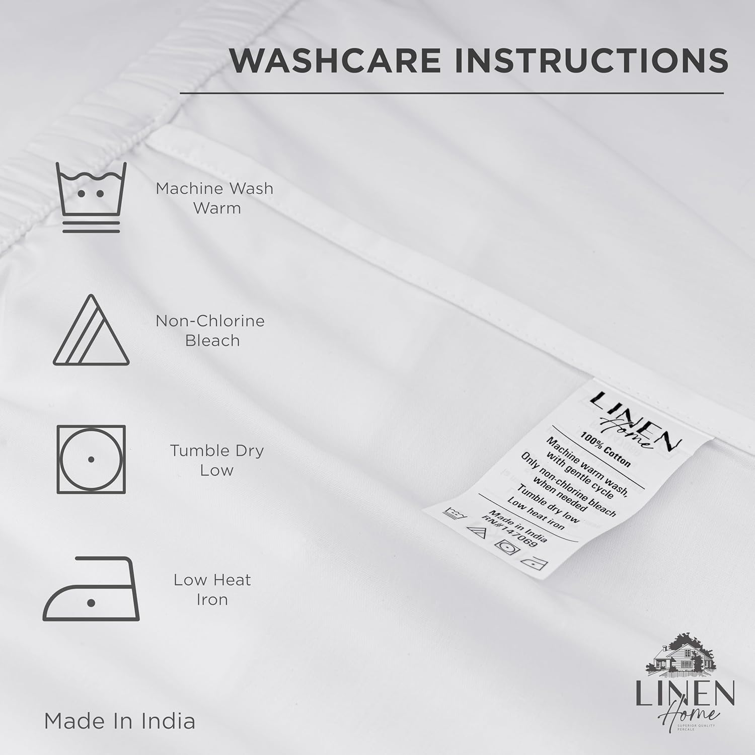 Linen Home 100% Cotton Percale Pillowcases Queen Size, Pastel Turk, 2 Pieces of Pillow Case, Crisp and Cool Strong Bed Linen, 20 inches X 30 inches - Image 5