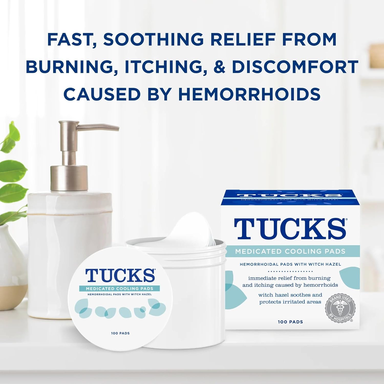 TUCKS Medicated Cooling Pads, 100 Count – Hemorrhoid Pads with Witch Hazel, Cleanses Sensitive Areas, Protects from Irritation, Hemorrhoid Treatment, Medicated Pads Used by Hospitals - Image 5