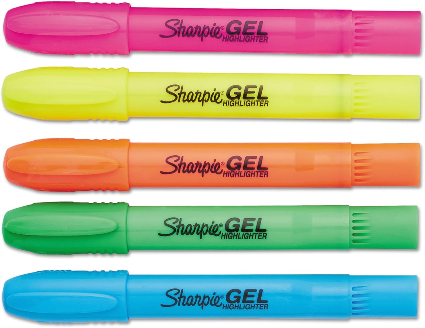 Sharpie Gel Highlighters, Bullet Tip, Assorted Fluorescent Markers, 5 Count - Won't Dry Out, Smear And Bleed Resistant - Image 4