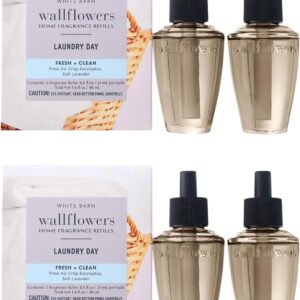 Bath & Body Works Wallflowers Refills, Laundry Day Scent, Plug-In Air Freshener Refills for Bedrooms, Bathrooms & Living Spaces, 4 Pack