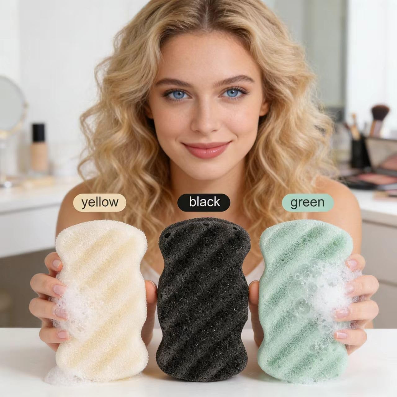 3 Pcs Natural Konjac Facial Sponges for Women and Girls, Gentle Facial Sponge for Cleansing and Makeup Removal, Bath Sponge for Babies and Kids, Soft When Wet, Suitable for Sensitive Skin - Image 5
