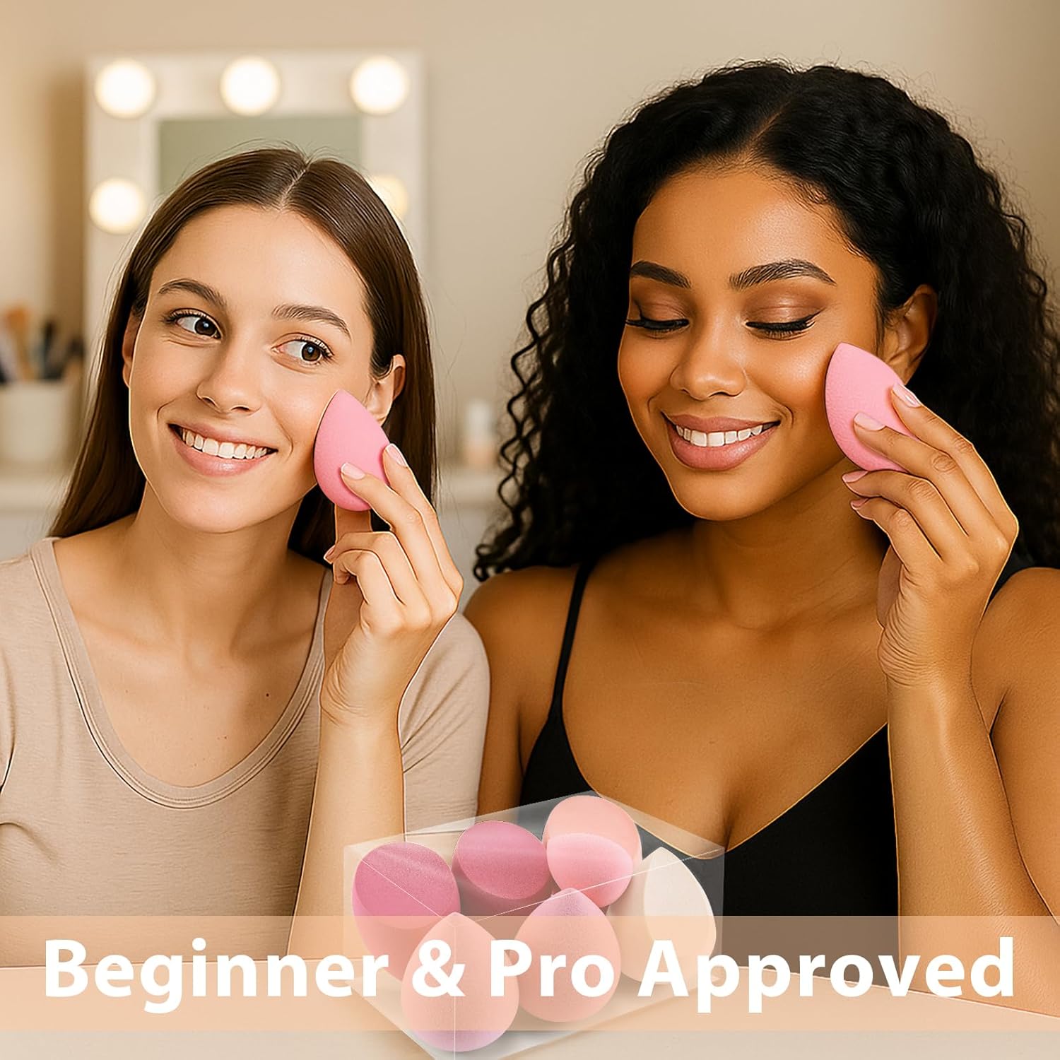 Makeup Sponge Set Foonbe Blender Sponges 7 Pcs for Liquid, Cream, and Powder, Latex Free, Multi colored Beauty Sponges with 1 Mini Sponge, Vegan & Cruelty-Free - Image 7
