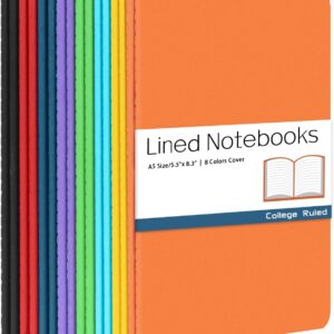 Gwybkq A5 Lined Notebooks Bulk Journals for Kids Writing 16 Packs(5.5×8.3) College Ruled,Colored Notebooks for College Students Teen School Office Supplies Note Taking