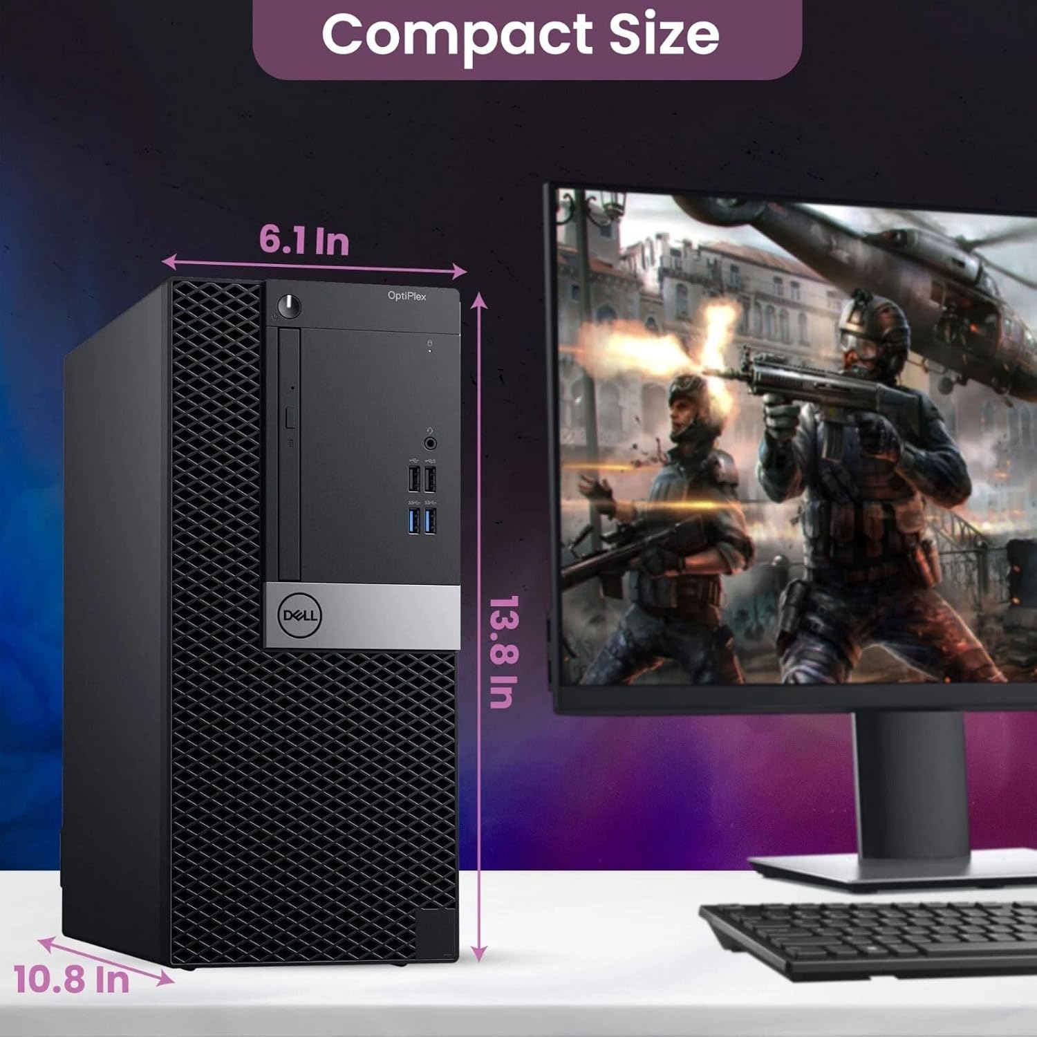 Dell Gaming Tower Desktop PC – Intel Core i5-7500 7th Gen 3.4GHz – 16GB DDR4 RAM – 256GB SSD – GeForce GT 1030 – RGB Keyboard & Mouse – WiFi – Windows 11 Pro – Gaming Computer (Renewed) - Image 4