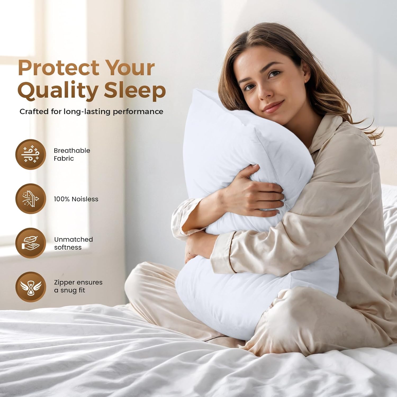 Utopia Bedding 4 Pack Pillow Protectors with Zipper Queen Size, Soft Brushed Microfiber Fabric Pillow Cases, Shrinkage and Fade Resistant Pillow Covers (White) - Image 6