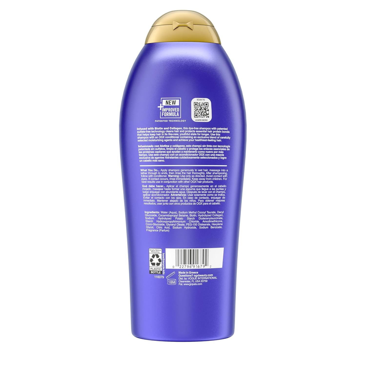 OGX Thick & Full + Biotin & Collagen Volumizing Shampoo, Nutrient-Infused Hair Shampoo with Vitamin B7 Biotin Gives Hair Volume & Body for 72+ Hours, Sulfate-Free Surfactants, 25.4 fl. oz - Image 9