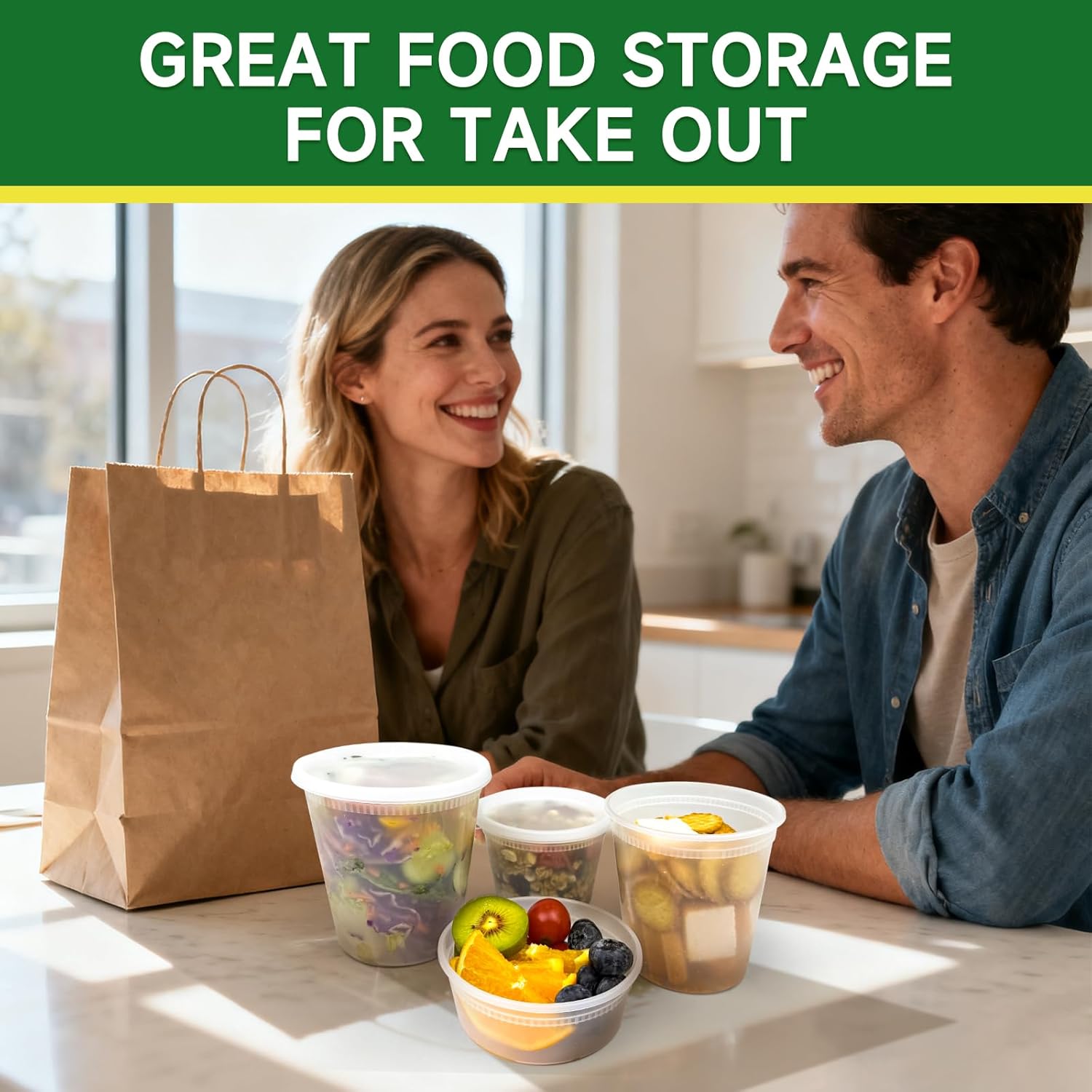 Dealusy 50 Set 32 oz Deli Containers with Lids, Leak-Proof BPA Free Plastic Take Out Bowls, Food Storage Containers for Takeout Meal Prep Storage, Freezer, Microwave & Dishwasher Safe - Image 7