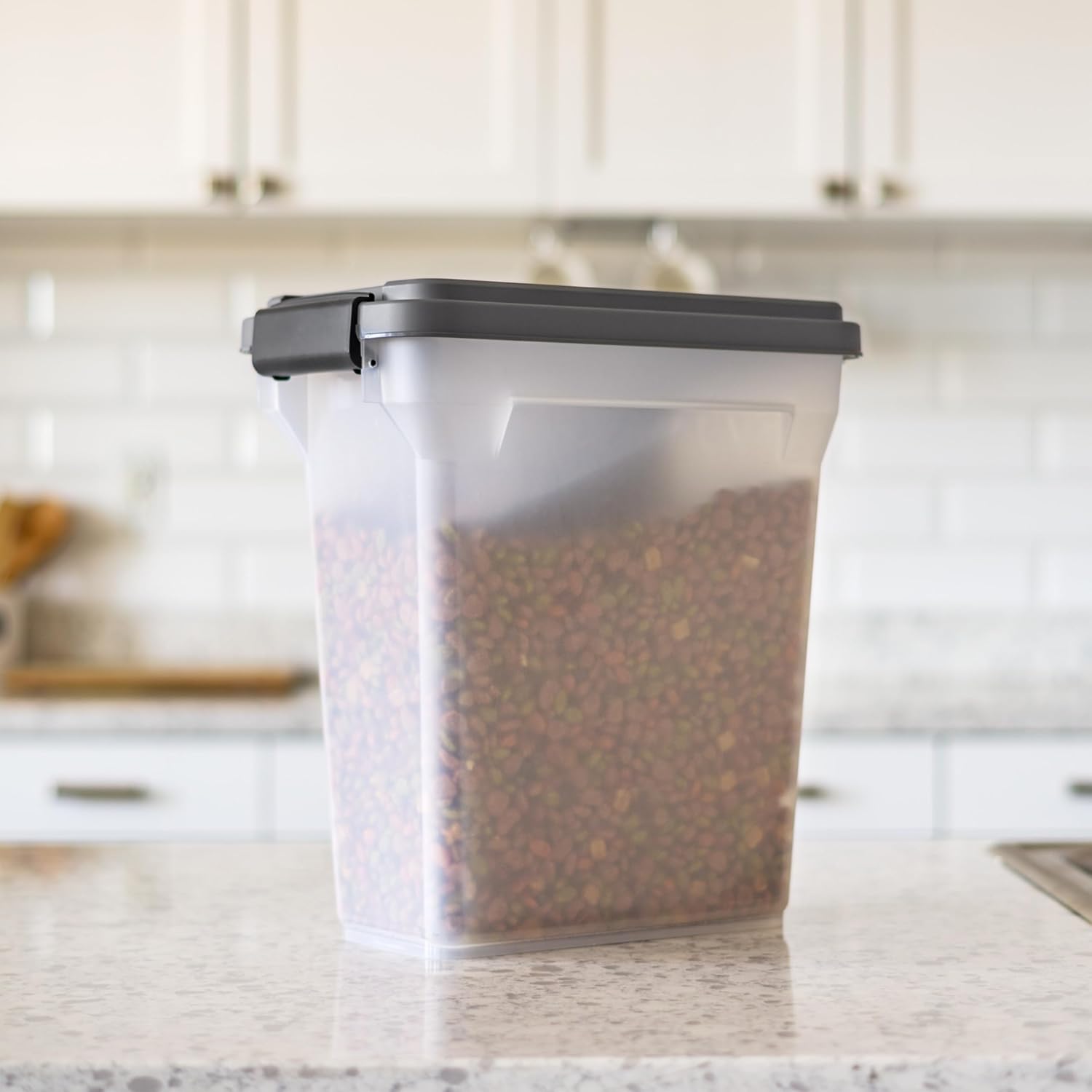 IRIS USA Dog Food Storage Container, Airtight Lid, 2-Cup Scoop, Up to 13 Pounds Pet Food Storage, Versatile Pet Food Bin, Treats, BPA Free, Dark Gray - Image 5