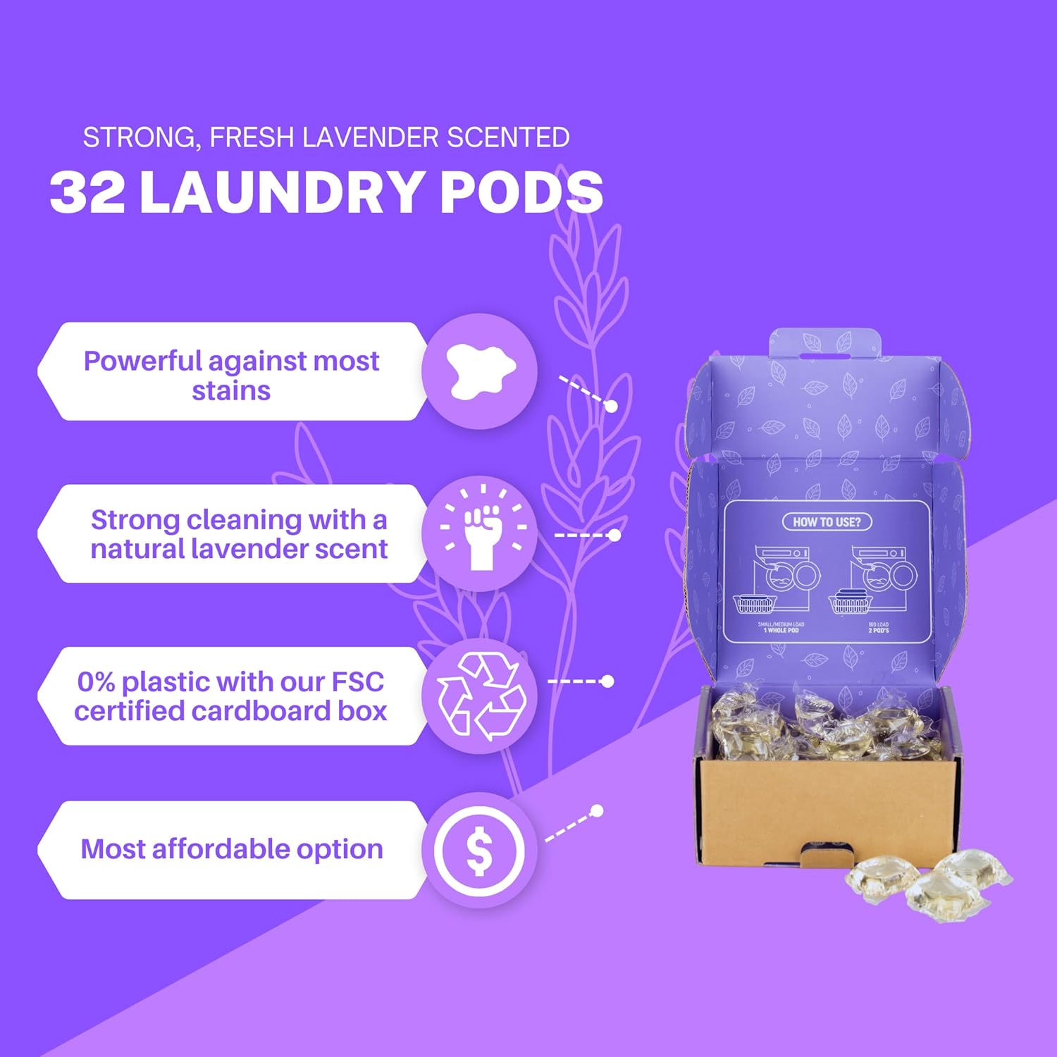 Greenseedz Laundry Pods, Fresh Lavender Scent, 32 Pacs, Eco Friendly, Powerful Clean, Biodegradable, HE Compatible - Image 4