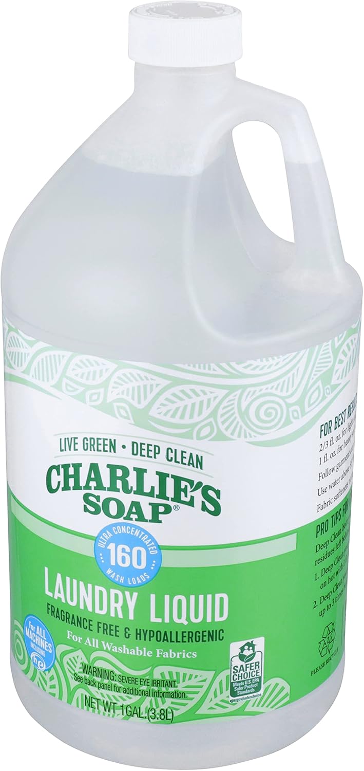 Charlie’s Soap Laundry Liquid (160 Loads, 1 Pack) Natural Deep Cleaning Hypoallergenic Laundry Detergent – Eco-Friendly, Safe and Effective - Image 5