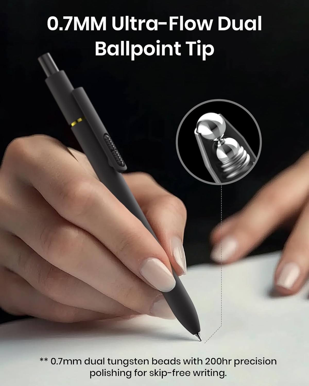 Hiacry 8 Pcs Gel Pens - 0.7mm Fine Point Smooth Writing Black Ink, Quick-Dry Long Lasting Fidge Pens, School & Office Supplies for Men Women (8 Count, Black Ink) - Image 5