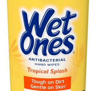 Wet Ones Antibacterial Hand Wipes, Tropical Splash Wipes, Antibacterial Wipes, Hand Sanitizer Wipes, Wet Ones Wipes, 40ct Canister