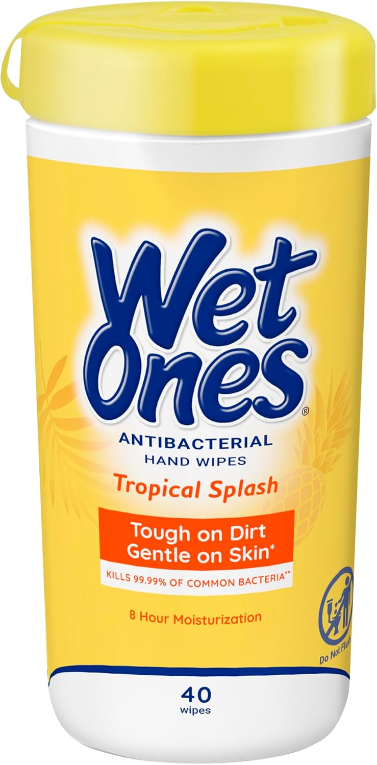 Wet Ones Antibacterial Hand Wipes, Tropical Splash Wipes, Antibacterial Wipes, Hand Sanitizer Wipes, Wet Ones Wipes, 40ct Canister