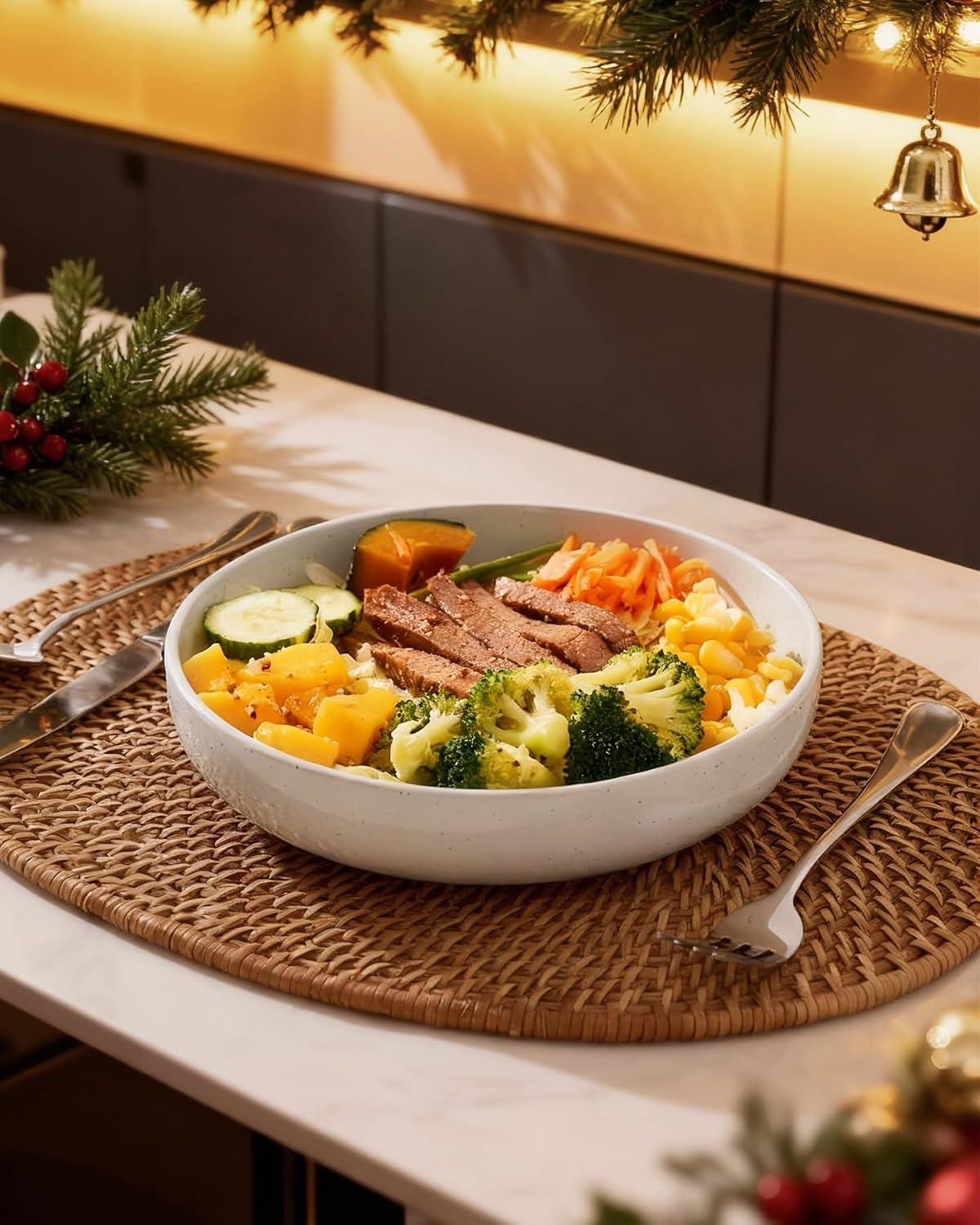 famiware Milkyway 33 oz Bowl Set, Pasta Bowls Set of 6, Salad Bowls Perfect for Your Friend for Housewarming, Thanksgiving, Christmas, White - Image 6