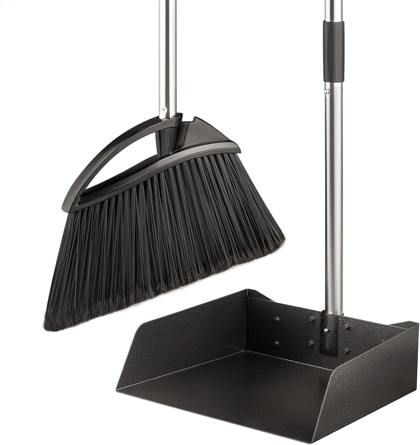 Yangbaga Long Handled Dust Pan and Broom Set for Home,Heavy Duty Metal Dustpans and Brooms,Upright Stand Up Design,54"Outdoor Broom and 38" Dustpan Combo for,Lobby Floor, Yard,Home Kitchen Office Use - Image 2