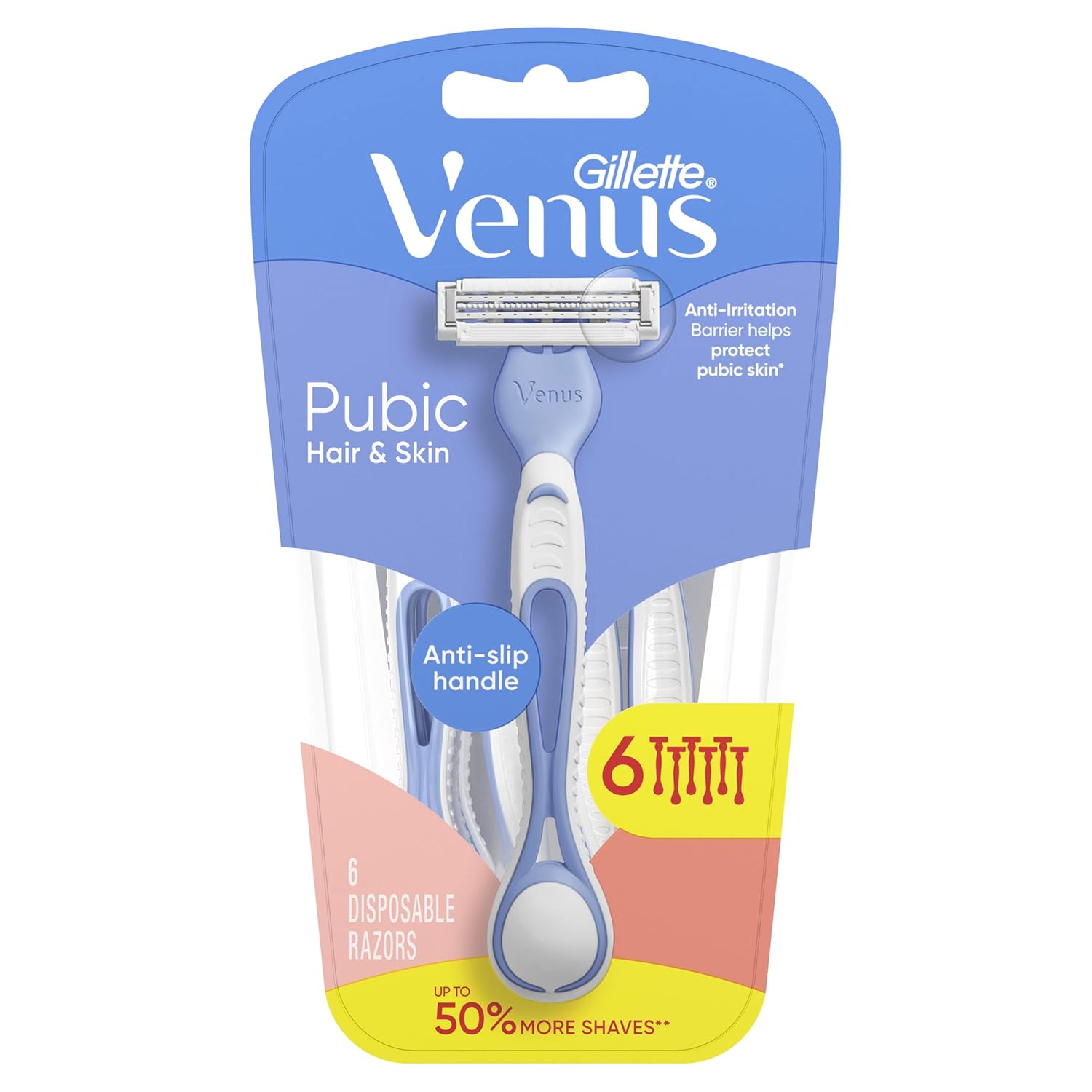 Gillette Venus Women's Disposable Razors for Pubic Hair and Skin, Bikini Razors for Women, 6ct - Image 10