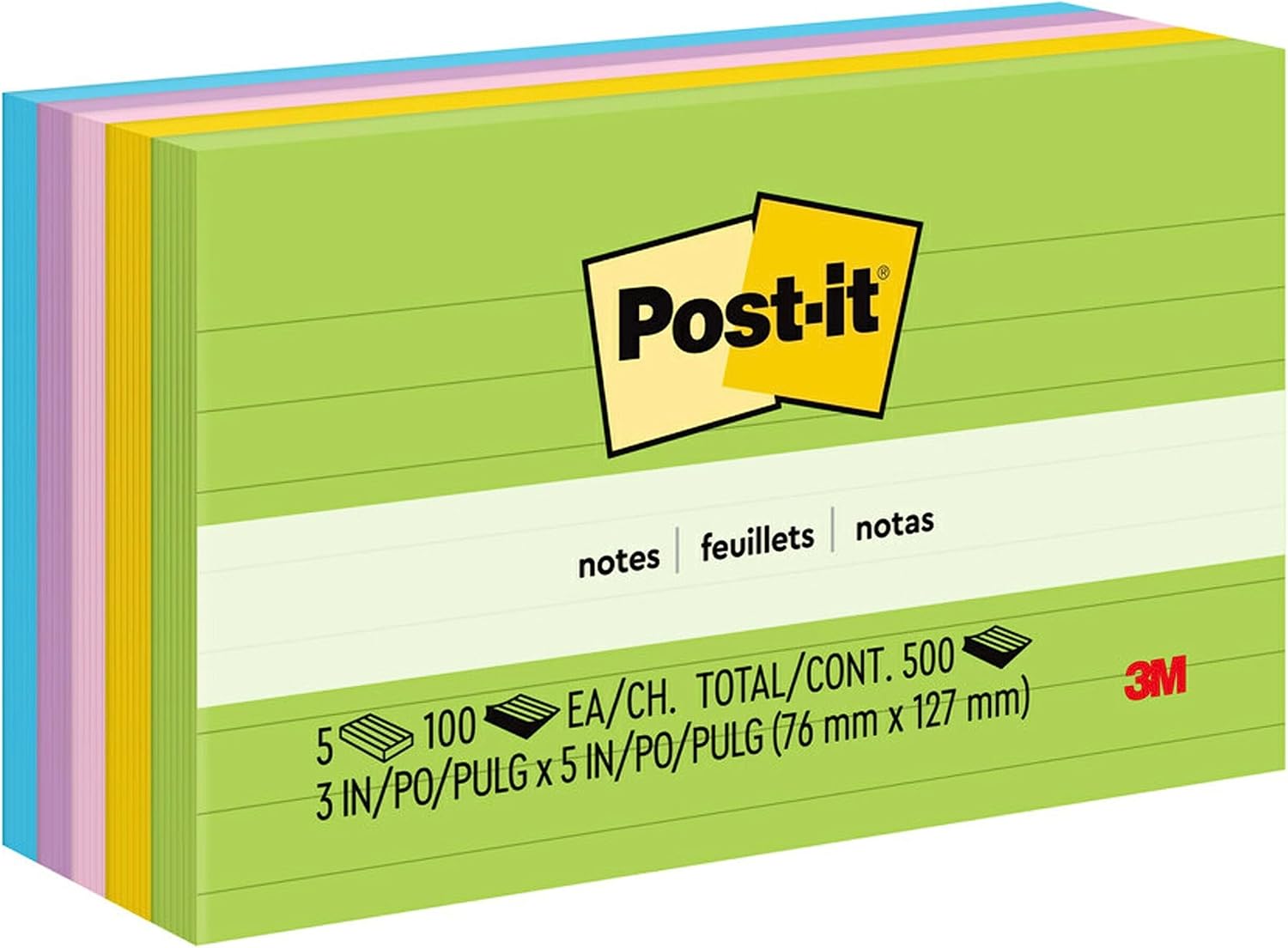 Post-it Notes, 3 in x 5 in, 5 Lined Sticky Notes Pads, 100 Sheets per Pad, Floral Fantasy Collection, School Supplies and Office Products - Image 6
