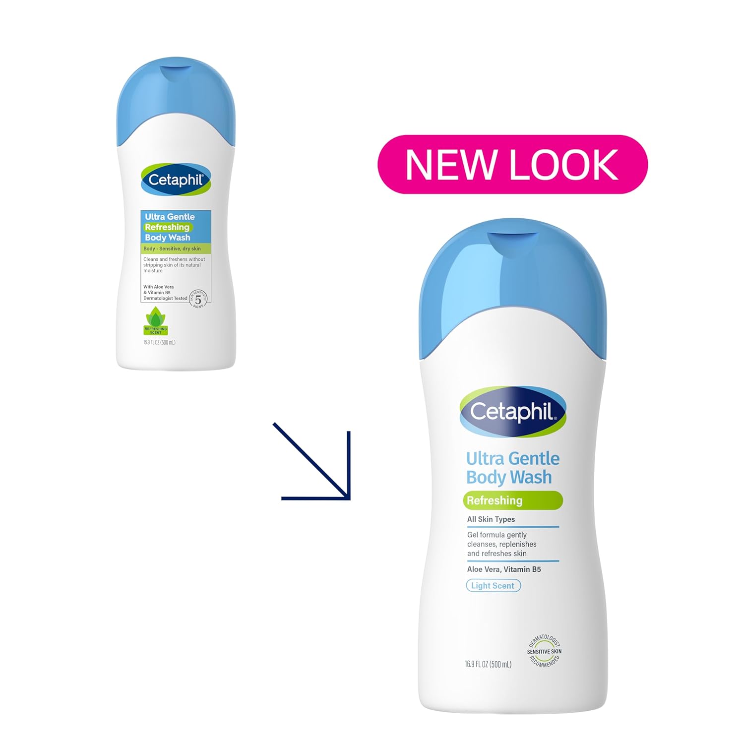 Cetaphil Ultra Gentle Refreshing Body Wash, Refreshing Scent For Dry to Normal, Sensitive Skin, 16.9oz Pack of 3, with Aloe Vera, Calendula, Vitamin B5, Hypoallergenic, Dermatologist Tested - Image 3